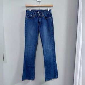 Women's Lucky Brand Dungarees By Gene Montesano Peanut Pant Flare Jeans. Size 25